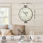 24 Inch Large Farmhouse Wall Clock, Wrought Iron Frame - Image 2