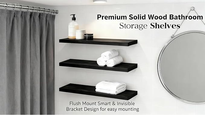 ROGMARS Black Wooden Floating Shelves - Image 7