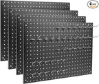 Peg Board, 4 Pack Metal Pegboard Panels Black Pegboards Wall Organizer by MUWOOD
