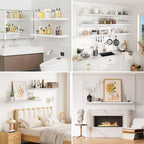 40 Inches Floating Shelves for Wall, 9.3" Deep White Long Floating Shelves Set - Image 7