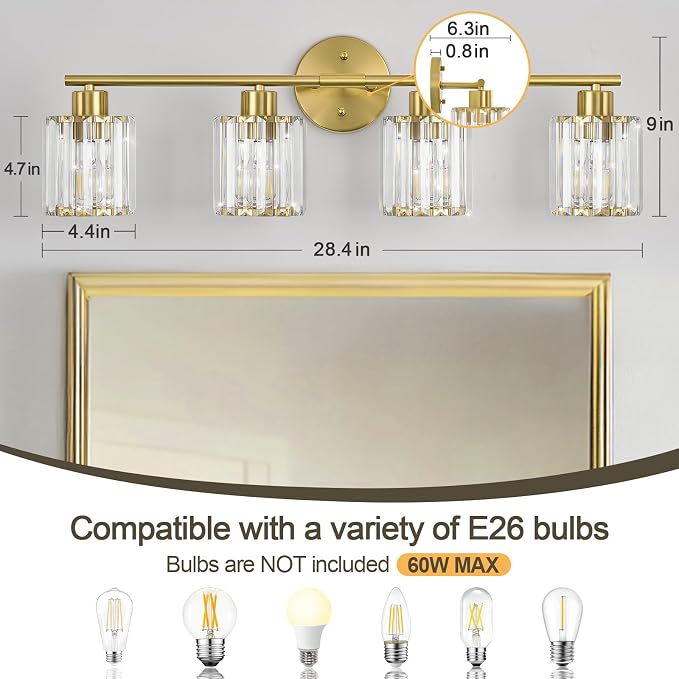 Crystal Bathroom Light Fixtures, Bathroom Lighting Fixtures Over Mirror - Image 2