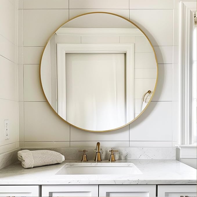 Sunniry Gold Round Mirror, Circle Mirror 26 inch, Round Mirrors - Image 3