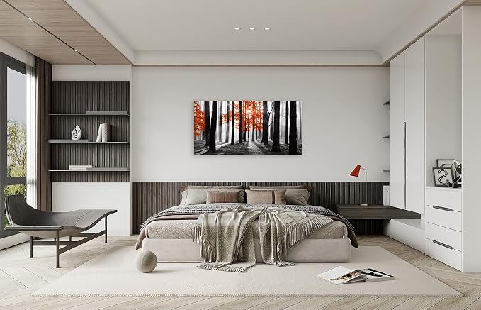 Cao Gen Decor Art S06650 Wall Art Canvas Painting Red Tree in Black and White - Image 4