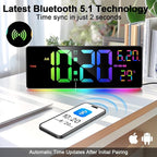 16" Bluetooth Large Digital Wall Clock/Auto Time Sync, 10 RGB Colors Digital - Image 2