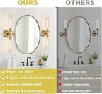 Wall Sconces Set of Two, Hardwired Brushed Gold Bathroom Sconces Wall Lighting - Image 2