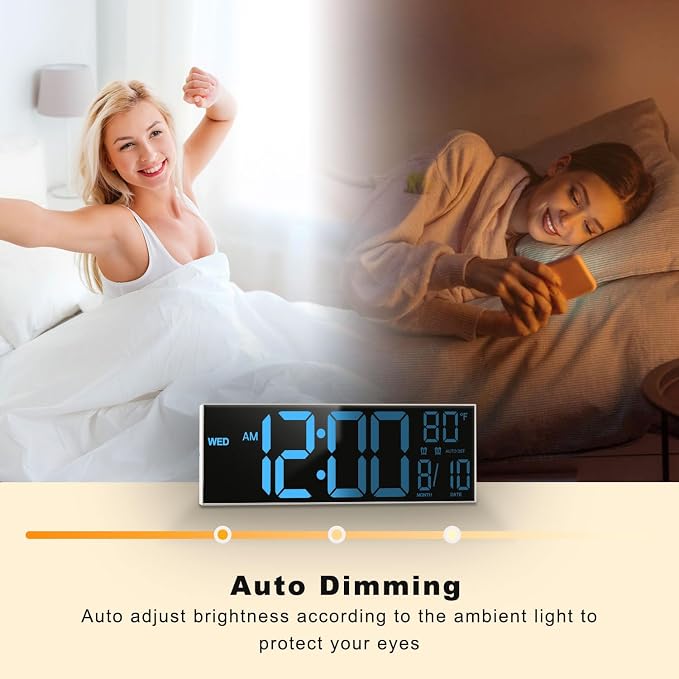 JALL 16" Large Digital Wall Mount Clock, Count Down Timer, Big LED, 8 RGB Color - Image 6