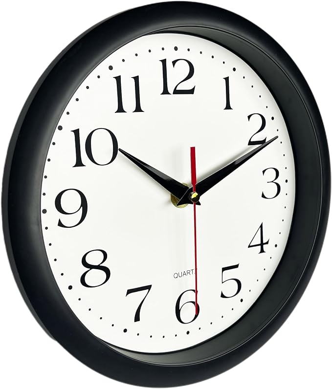Bernhard Products Black Wall Clock Silent Non Ticking 8 Inch Quality Quartz - Image 3