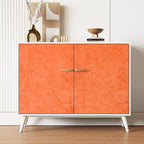 Wallercity Crinkle Creative Orange Flocking Fabric Wallpaper Peel and Stick - Image 6