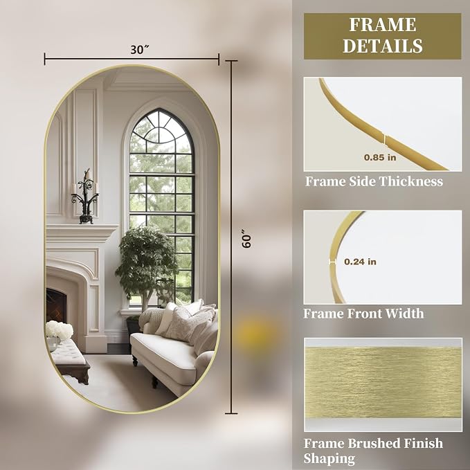 Oval Full Length Mirror, Ultra-Clear Explosion-Proof Dressing Mirror, Simple & - Image 9