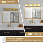 Modern LED Bathroom Lights Fixtures 4-Light, Metal Gold Acrylic Wall Lighting - Image 3