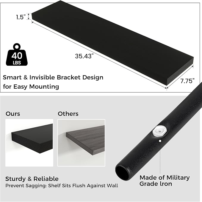 Venusmiles Floating Shelves for Wall 36 inch Long, Engineered Wood Wall Shelves - Image 3