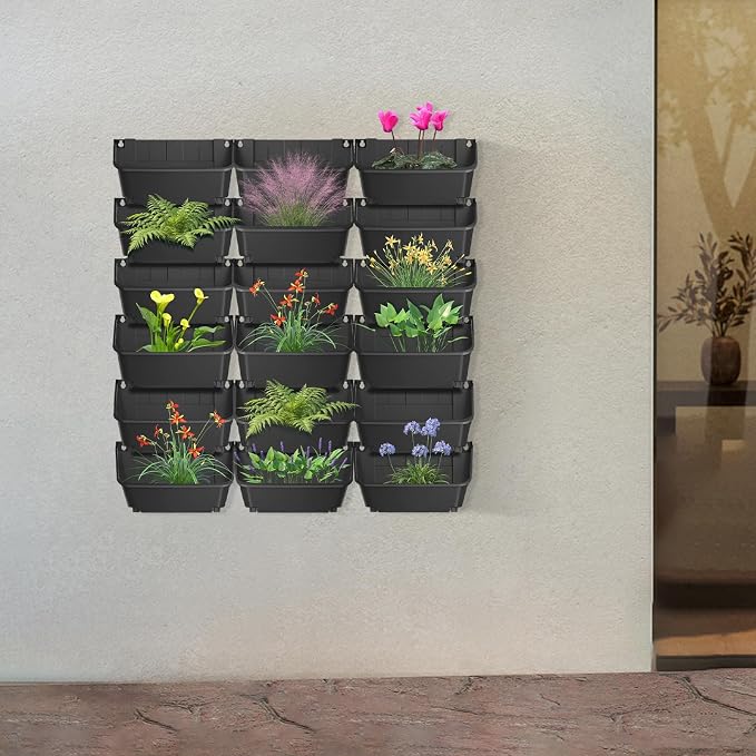 Vertical Wall Planter with 18 Pots, Hanging Garden Plant Flowerpot Holder - Image 4