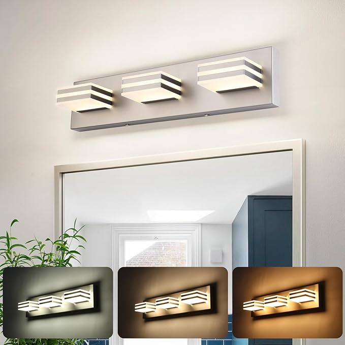 Brushed Nickel Vanity Lights for Bathroom Light Fixtures Adjust 3 Colors Modern by BrightUpHomeWithLight