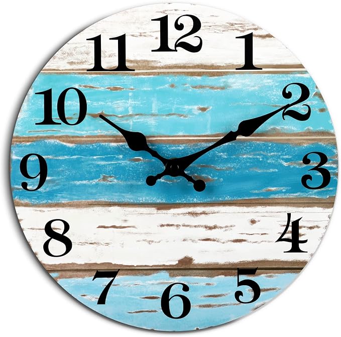 CHYLIN Wall Clock Beach Decor 12 Inch Coastal Nautical Ocean Clocks - Image 2