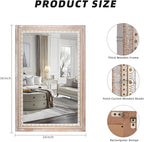 36x24 Inch Rustic Farmhouse Rectangle Bathroom Mirror Decorative, Boho Wooden - Image 3
