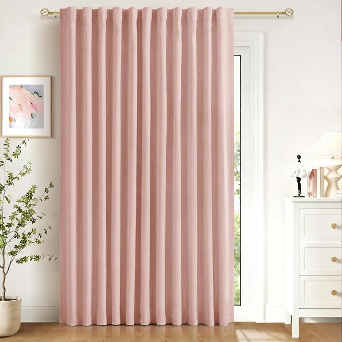 100% Blackout Shield Linen Blackout Sliding Door Curtains by 100BlackoutShield