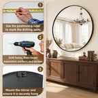 DUMOS 28 Inch Round Wall Mirror, Bathroom Mirror - Image 7