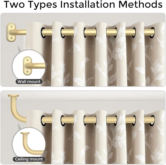 2 Pack Curtain Rods 36-88 Inch, 1 Inch Adjustable Heavy Duty Room Darkening - Image 4