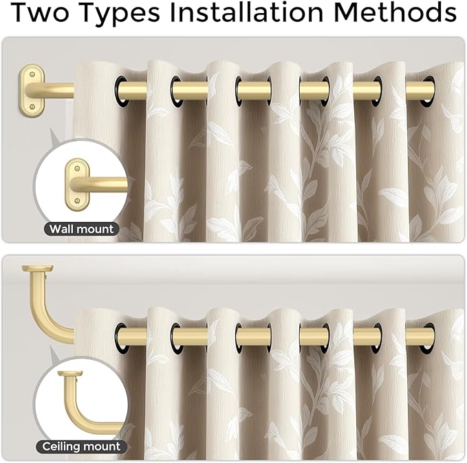 Curtain Rods 36-120 Inch, 1 Inch Adjustable Long Heavy Duty Room Darkening - Image 4