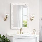 Mosaic Mirrors for Wall 20x28 Inch, Natural Mother of Pearl Inlay White Framed - Image 2