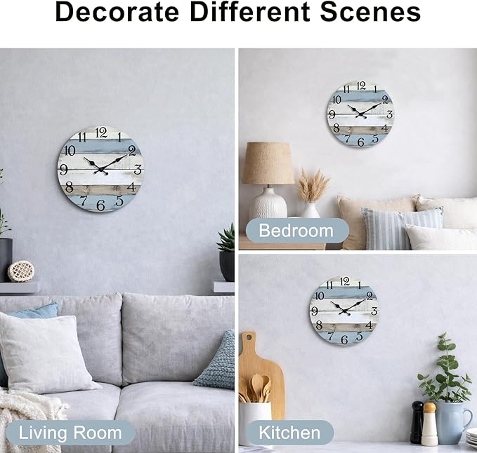 JoFomp 6 Inch Wooden Wall Clocks Battery Operated, Silent Wall Clock Non Ticking - Image 4