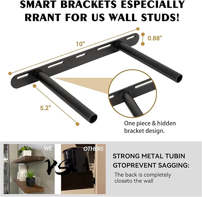 BGMG Wood Floating Shelves for wall 18 inch, Rustic Wooden Wall Mount Shelves - Image 3