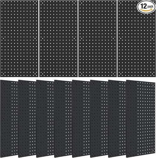 12 Pack 12-Inch X 24-Inch Metal Pegboard Wall Panels, Peg Boards by Daanxw