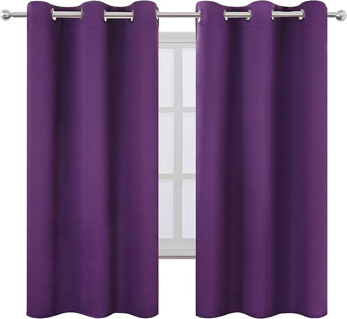 LEMOMO Purple Blackout Curtains 34 x 63 Inch Length/Set of 2 Curtain - Image 2