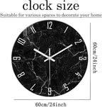 Oversized Decorative Clocks Battery Operated 24 Inch Marble Black Wall Clock - Image 5