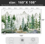 -Green Cartoon Pine Forest Nursery Fabric Wallpaper - Image 4