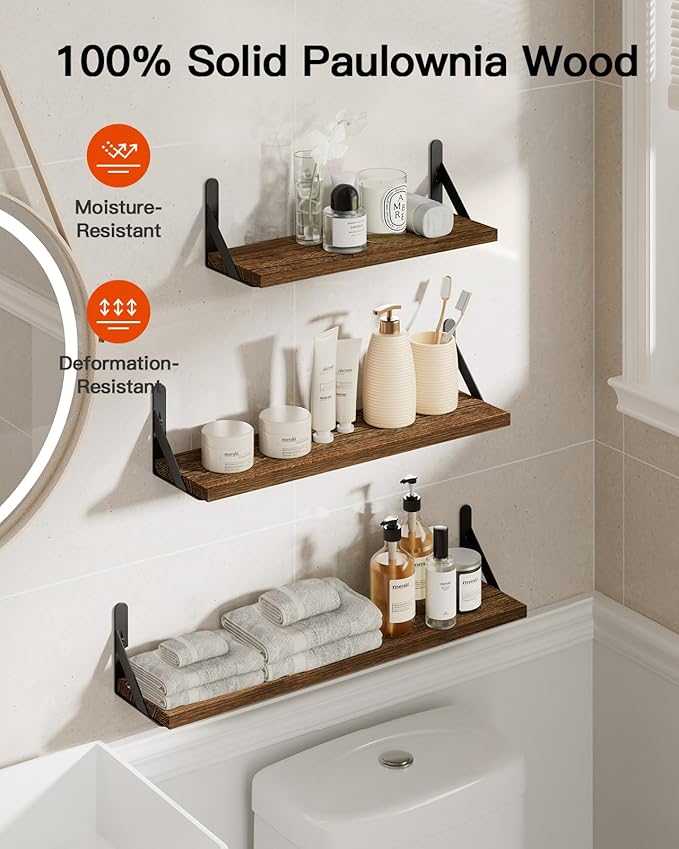 AMADA HOMEFURNISHING Long Wall Shelves, Rustic Farmhouse Style, Wood Floating - Image 6