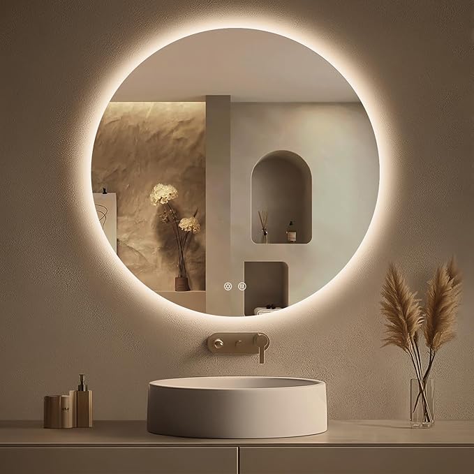LOVESPEJO 30 Inch Round Backlit Bathroom Mirror by LOVESPEJO