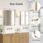 USHOWER Gold Bathroom Mirrors 24"x36" 2 Pack, Brushed Gold Rectangle Mirrors - Image 2