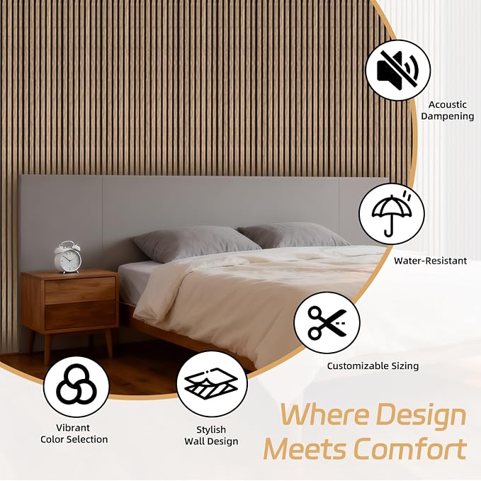 RITOLLO 4 Pack Wood Panels for Wall, 92.5"×12.6" Wood Slat Acoustic Panels for - Image 9