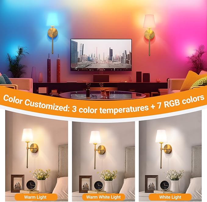 Battery Operated Wall Sconces Set Of 2, Wireless Battery Wall Light - Image 3