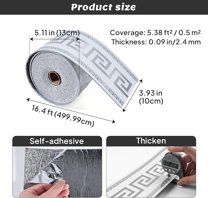 Peel and Stick Wallpaper Borders, Waterproof Self-Adhesive PVC Foam Wall Base - Image 3