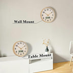 zyzamay 12 Inch Modern Light Brown Wood Grain Indoor/Oudoor Wall Clock - Image 3