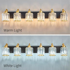 Modern Bathroom Vanity Light 6-Lights Black Gold Crystal Wall Light Fixture - Image 6