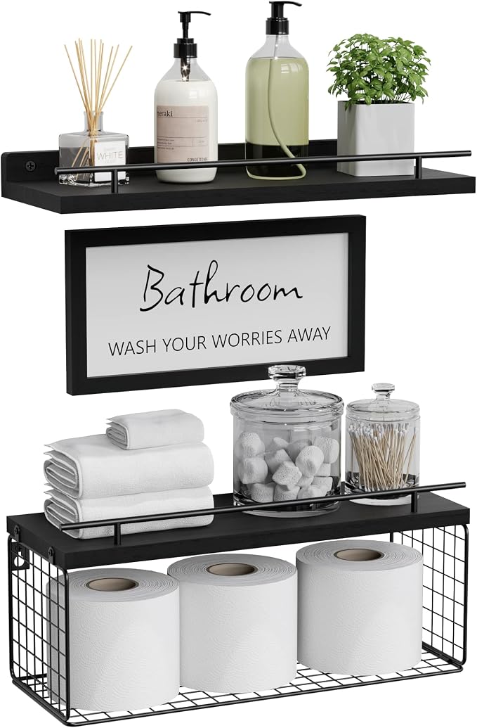 WOPITUES Floating Shelves for Wall Decor Sign, Bathroom Organizers and Storage by WOPITUESOfficial