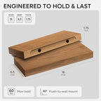 Homeforia 16 inch Golden Oak Floating Shelf, High End Solid Real Wood 16inch - Image 2