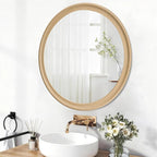 CULER Round Wall Mirrors 30 Inch, Natural Rustic Decorative Transitional Mirror - Image 3