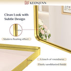 Keonjinn Gold Bathroom Mirrors for Over Sink 48” x 24” Large Brushed Brass - Image 3