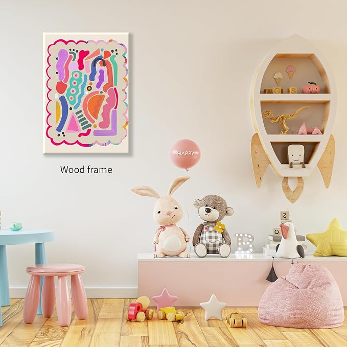 Funky Cute Kids Abstract Wall Art Trendy Bright Colorful Poster 24x36 inch - Image 5