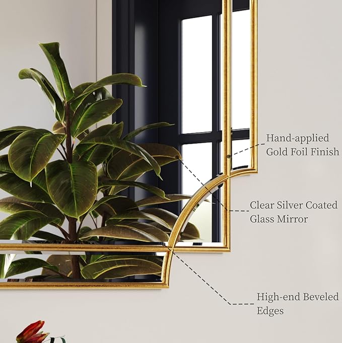 Kelly Miller 70"x30" Large Gold Beveled Full Length Mirror, Traditional - Image 8