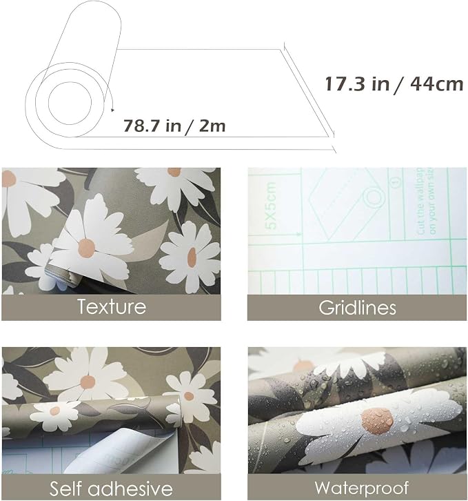 Floral Wallpaper Peel and Stick, 17.3‘’×78.7‘’ - Image 2