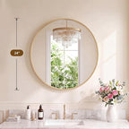 NEWBULIG 24-Inch Round Wall Mirror, Bathroom Wall Circle Mirror - Image 2