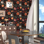 Vintage Floral Peel and Stick Wallpaper Dark Black Rose Floral Contact Paper - Image 4
