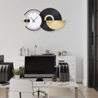 Large Wall Clock Geometric Oversize Modern Clocks Battery Operated Gold Iron - Image 6