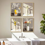 Framed Botanical Floral Wall Art, 4 Piece Yellow Flower Canvas Painting Prints - Image 4