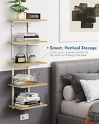 Harwaya White and Natural Tiered Wall Shelf Unit, 5 Tier Display Floating - Image 5